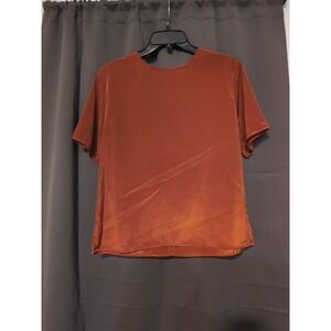 Jonathan Dogan Women's Medium Orange Blouse,‎ Petite Short Blouse, Vintage Shirt